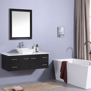 Totti Wave 48″ Modern Bathroom Vanity w/ Super White Man-Made Stone Top & Sink Vanity Eviva